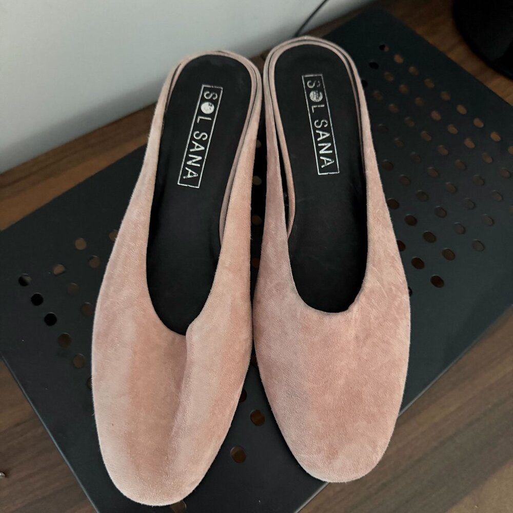 SOL SANA PINK SUEDE MULES SIZE 38